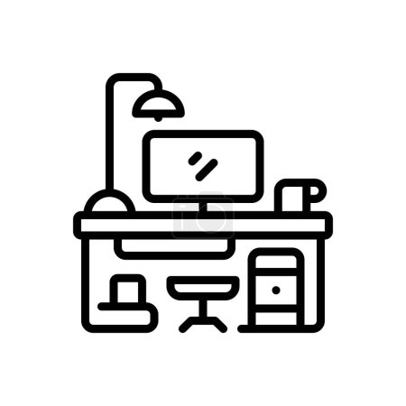 Black line icon for desk work