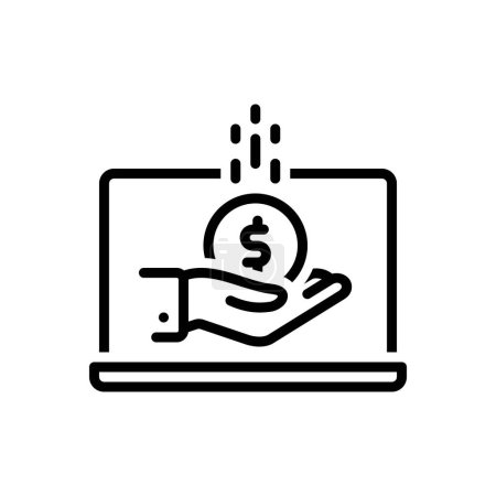 Black line icon for earning 