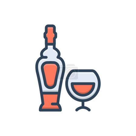 Icono de ilustración a color para alcohol 