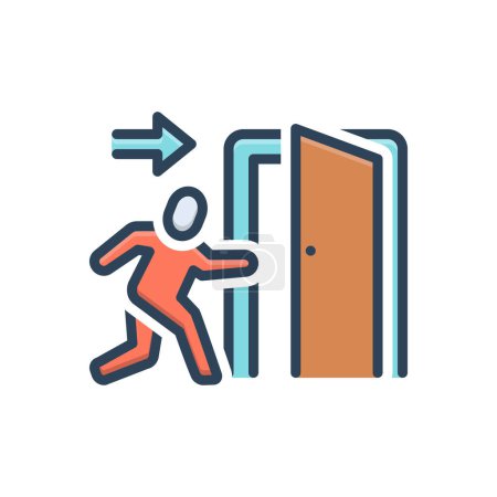 Color illustration icon for exit 