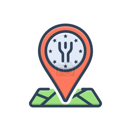 Color illustration icon for restaurant map 