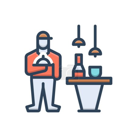 Color illustration icon for waiter 