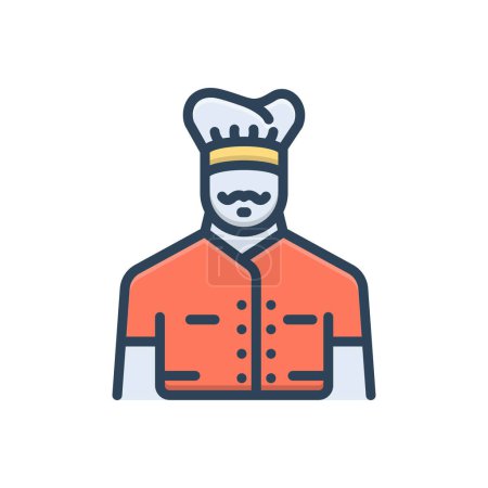 Icono de ilustración a color para chef 
