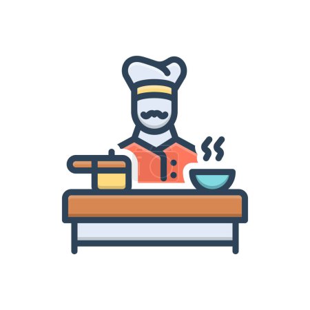 Icono de ilustración a color para cocinar 