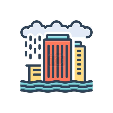 Color illustration icon for flooding 