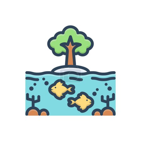 Color illustration icon for ocean acidification