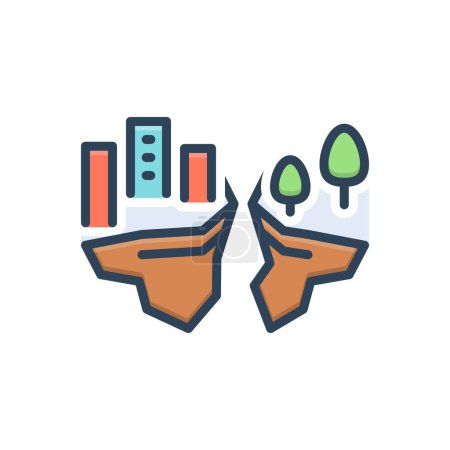 Color illustration icon for plate tectonics