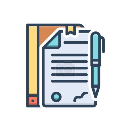 Color illustration icon for contract 