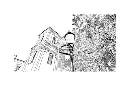 Ilustración de Imprimir Vista del edificio con punto de referencia de Poznan es la ciudad de Polonia.Dibujo dibujado a mano ilustración en vector. - Imagen libre de derechos