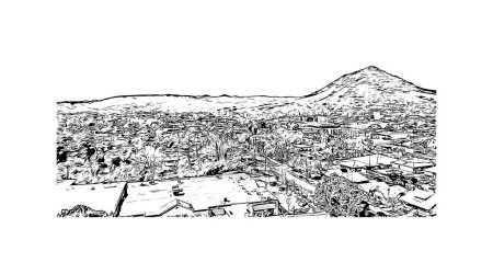 Ilustración de Imprimir Vista del edificio con hito de San Luis es la ciudad de Arizona. Dibujo dibujado a mano ilustración en vector. - Imagen libre de derechos