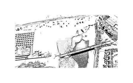 Ilustración de Imprimir Vista del edificio con hito de Savona es la comuna en Italia. Dibujo dibujado a mano ilustración en vector. - Imagen libre de derechos