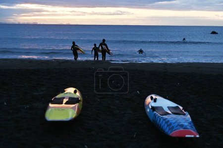 Photo for A view of young lifesavers practicing on a winter morning. - Royalty Free Image