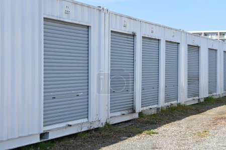 Photo for The rental self storage room unit. This is a rental storage space for temporary or long-term luggage storage, popular for outdoor and sporting goods, as well as books and off-season clothing. - Royalty Free Image