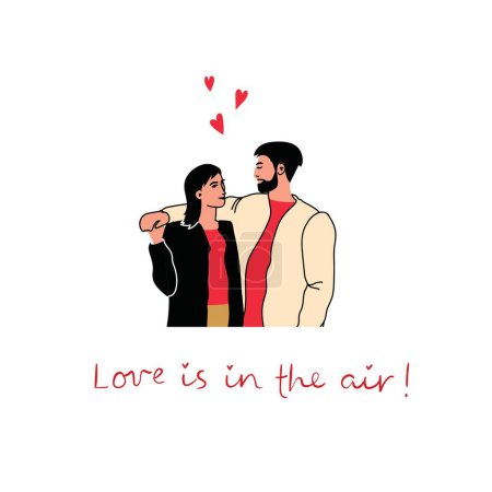 Valentines day concept, icon set of couples in love over white background, colorful minimalistic simple design, vector illustration card