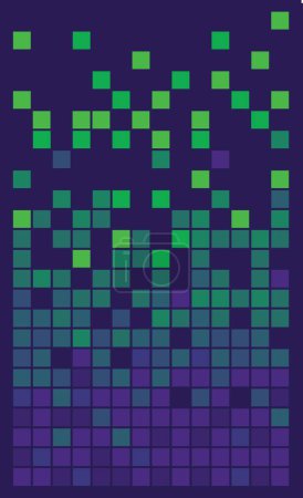 Illustration for Pixel disintegration background. Decay effect. Dispersed dotted pattern. Concept of disintegration. Set pixel mosaic textures with simple square particles. Vector illustration on black background. - Royalty Free Image