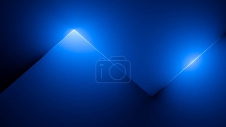 Foto de 3d render, fondo abstracto simple con brillantes líneas en zigzag iluminadas con luz de neón azul. Fondo de pantalla geométrico mínimo - Imagen libre de derechos