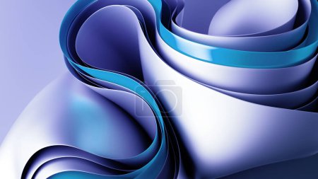 Foto de 3d render, fondo abstracto con volante textil doblado, paño azul violeta macro, papel pintado de moda ondulado - Imagen libre de derechos