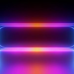 3d render, glowing pink blue neon lines, rounded geometric blank frame, isolated on black background. Ultraviolet spectrum. Cyber space. Abstract futuristic wallpaper