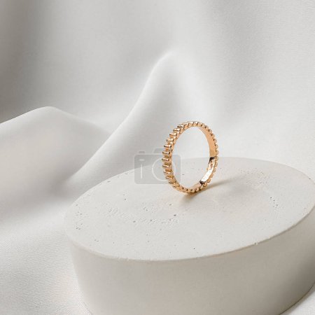 Photo for Stylish modern ring in 14k pink gold, minimalist ring. - Royalty Free Image