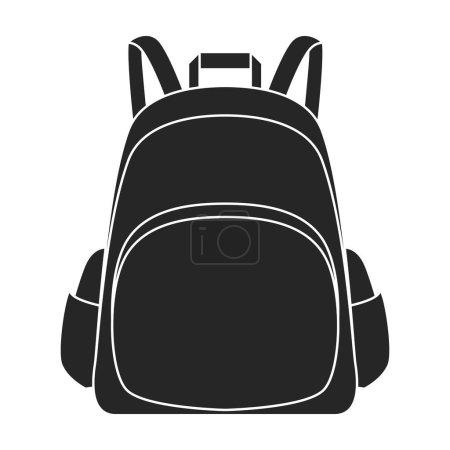 Téléchargez les illustrations : Icône vectorielle de sac scolaire. Logo vecteur noir isolé sur fond blanc sac d'école. - en licence libre de droit