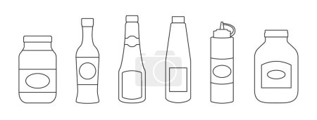 Illustration for Sauce of bottle vector illustration isolated on white background .Outline set icons sauce for bbq . Bottle seasoning outline set . - Royalty Free Image