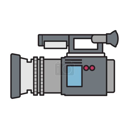 Ilustración de Video camera vector icon.Color vector logo isolated on white background video camera. - Imagen libre de derechos
