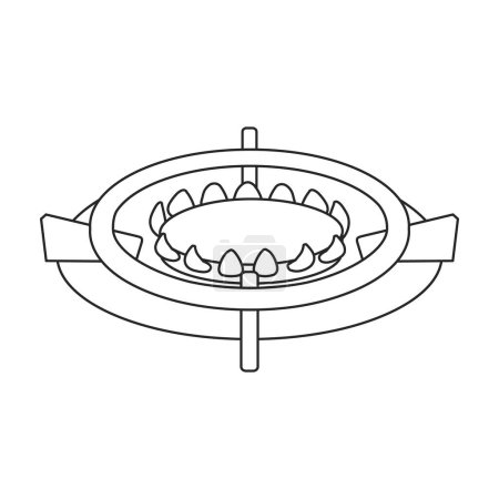 Ilustración de Stove burner vector outline icon. Vector illustration burning gas on white background. Isolated outline illustration logo of gas stove. - Imagen libre de derechos