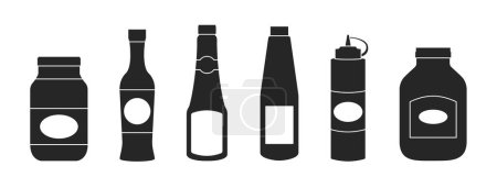 Illustration for Sauce of bottle vector illustration isolated on white background .Black set icons sauce for bbq . Bottle seasoning black set . - Royalty Free Image