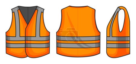 Safety vest vector illustration on white background . Jacket of worker vector color set icon. Isolated color set icons safety vest.