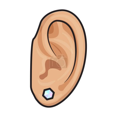 Illustration for Piercing of ear vector icon.Color vector logo isolated on white background piercing of ear . - Royalty Free Image