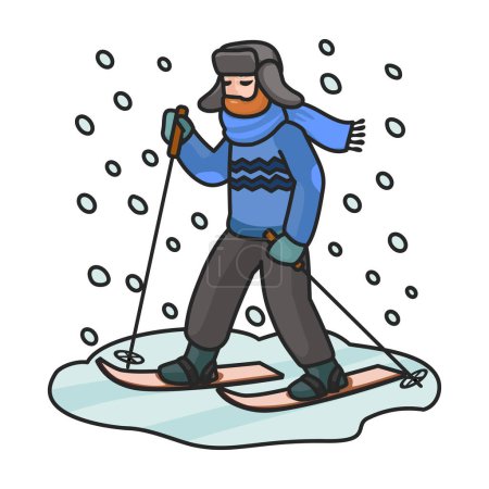 Téléchargez les illustrations : Skieur sur l'icône vectorielle de ski.Logo vectoriel couleur isolé sur fond blanc skieur sur ski. - en licence libre de droit