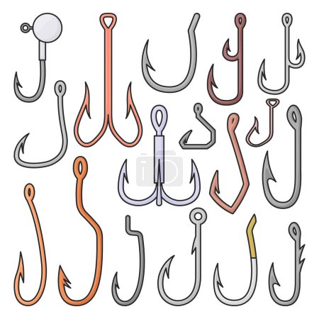 Illustration for Fish hook vector color icon. Isolated color set icons fishing trap.Vector illustration fish hook on white background . - Royalty Free Image