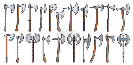 Illustration for Medieval axe vector color set icon. Vector illustration medieva weapon on white background. Isolated color set icons medieval axe . - Royalty Free Image