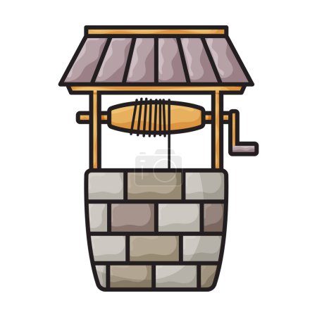 Icône vectorielle de puits en bois.Logo vectoriel de couleur isolé sur fond blanc puits en bois .