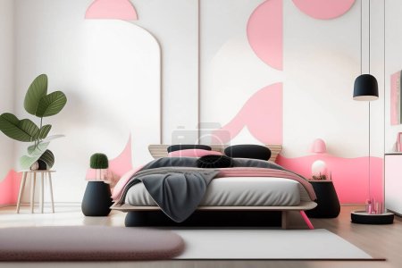 helles rosa und weißes Schlafzimmer für Mädchen