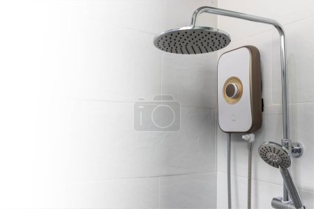 Photo for Bathroom shower and white light. Cleanliness and hygiene concept in the home. - Royalty Free Image