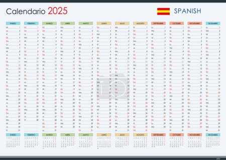 Wandplaner-Kalender 2025 auf Spanisch, jährlich mit Kopierfläche