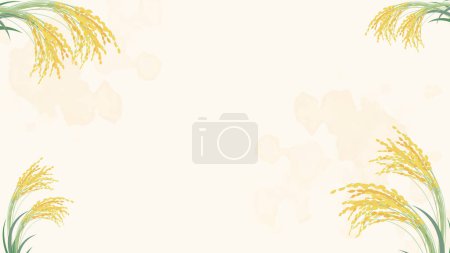 Illustration for Background illustration with ears of rice in the four corners. - Royalty Free Image