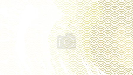 Téléchargez les illustrations : Illustration de fond horizontal qui combine les motifs des vagues japonaises et les coups de pinceau ondulé. - en licence libre de droit
