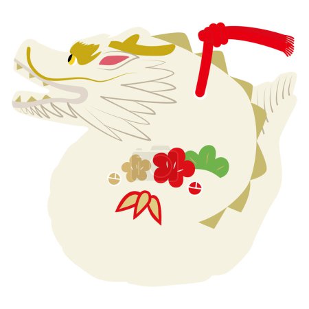 Illustration for Vector illustration of a clay bell with a dragon for lucky charm. - Royalty Free Image