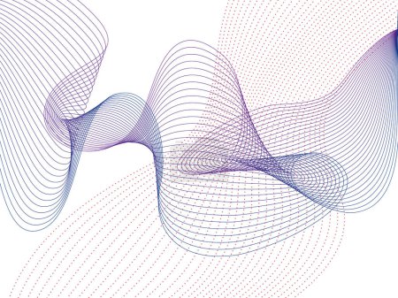 Ilustración de Fondo abstracto con ondas sólidas superpuestas y ondas discontinuas. - Imagen libre de derechos