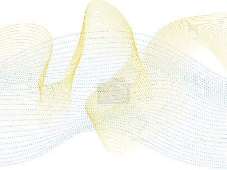 Ilustración de Fondo abstracto con ondas sólidas superpuestas y ondas discontinuas. - Imagen libre de derechos