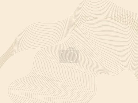 Ilustración de Fondo beige, líneas onduladas de flujo marrón abstracto. - Imagen libre de derechos