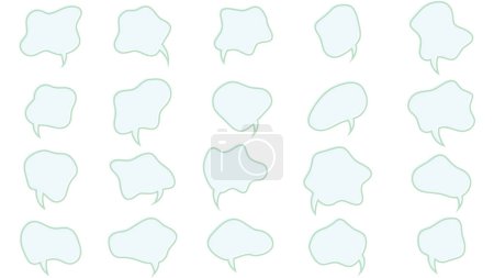 Set of thick green outlines and off-print style speech balloons. Vector illustration.