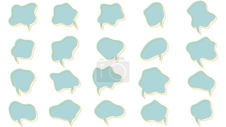Set of orange outline and off-printing style speech balloons material. Vector illustration.