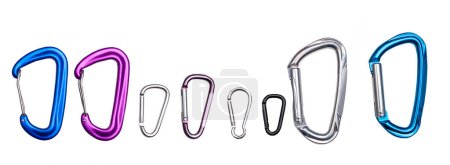 Photo for Climbing carabiners isolated on white background - Royalty Free Image