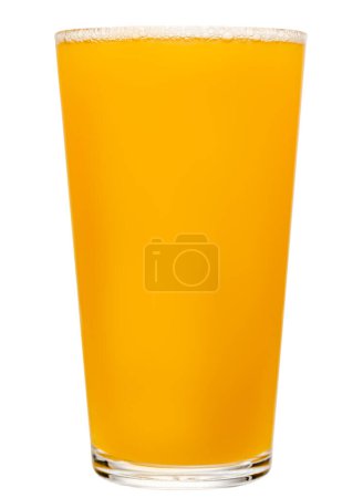 Foto de Full shaker pint glass of hazy New England IPA (NEIPA) pale ale beer isolated on white background - Imagen libre de derechos