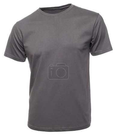 Photo for Plain dark grey cotton T-Shirt on a male mannequin isolated on a white background - Royalty Free Image