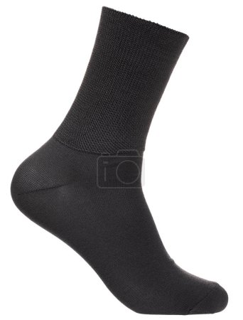 Photo for Dark grey relaxed top crew sock on foot mannequin isolated on a white background - Royalty Free Image