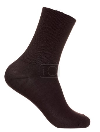 Photo for Brown relaxed top crew sock on foot mannequin isolated on a white background - Royalty Free Image